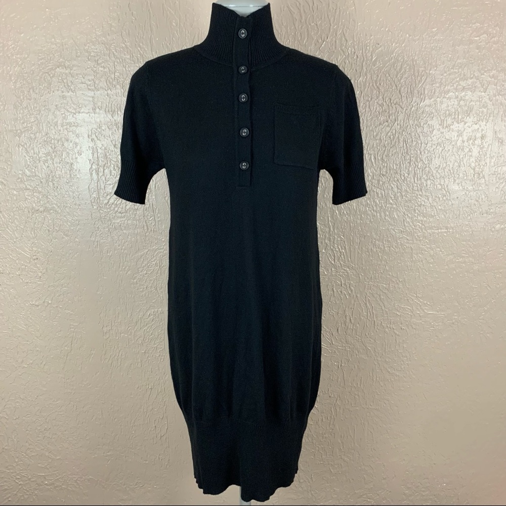 Runway Couture Black Short Sleeve Sweater Dress